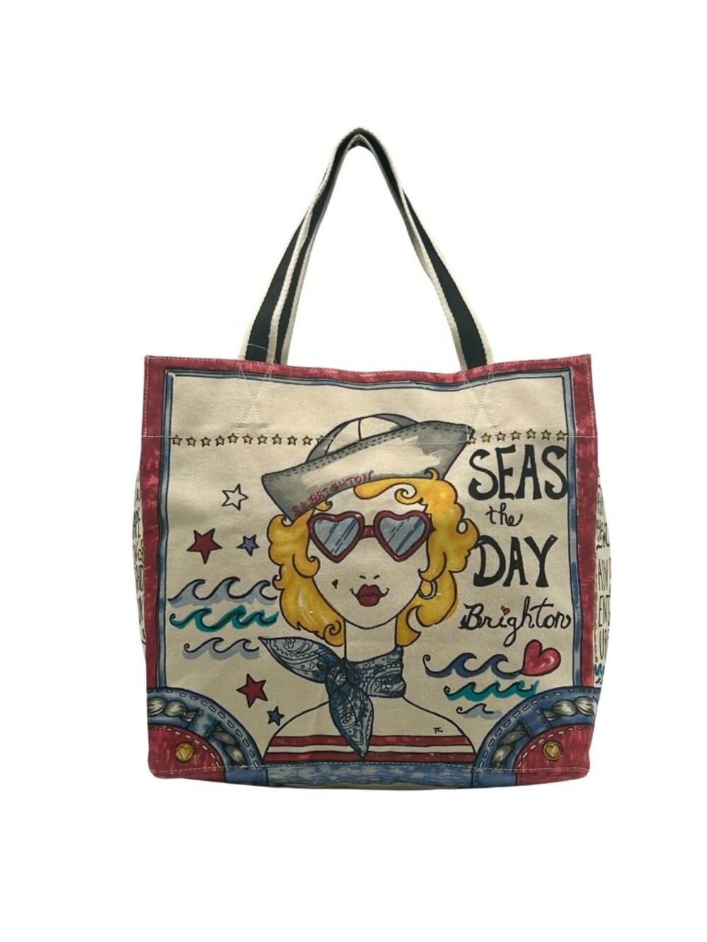 Brighton "Seas the Day" Large Canvas Stowaway Tote Bag